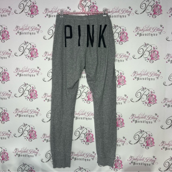 Victoria secret pink thermal waffle jogger sweat pants grey black pink logo bum - Picture 7 of 10